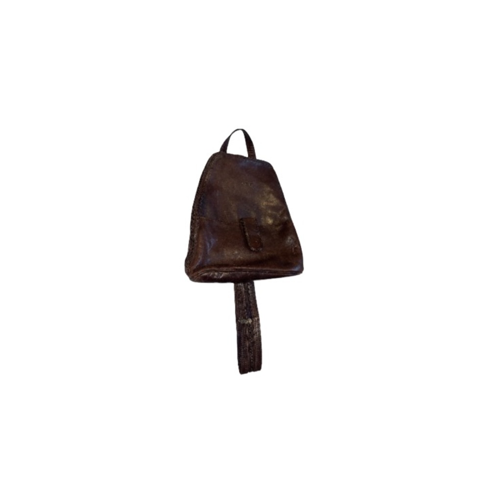 La Diva Brown Leather Y2K Vintage Mini Backpack
